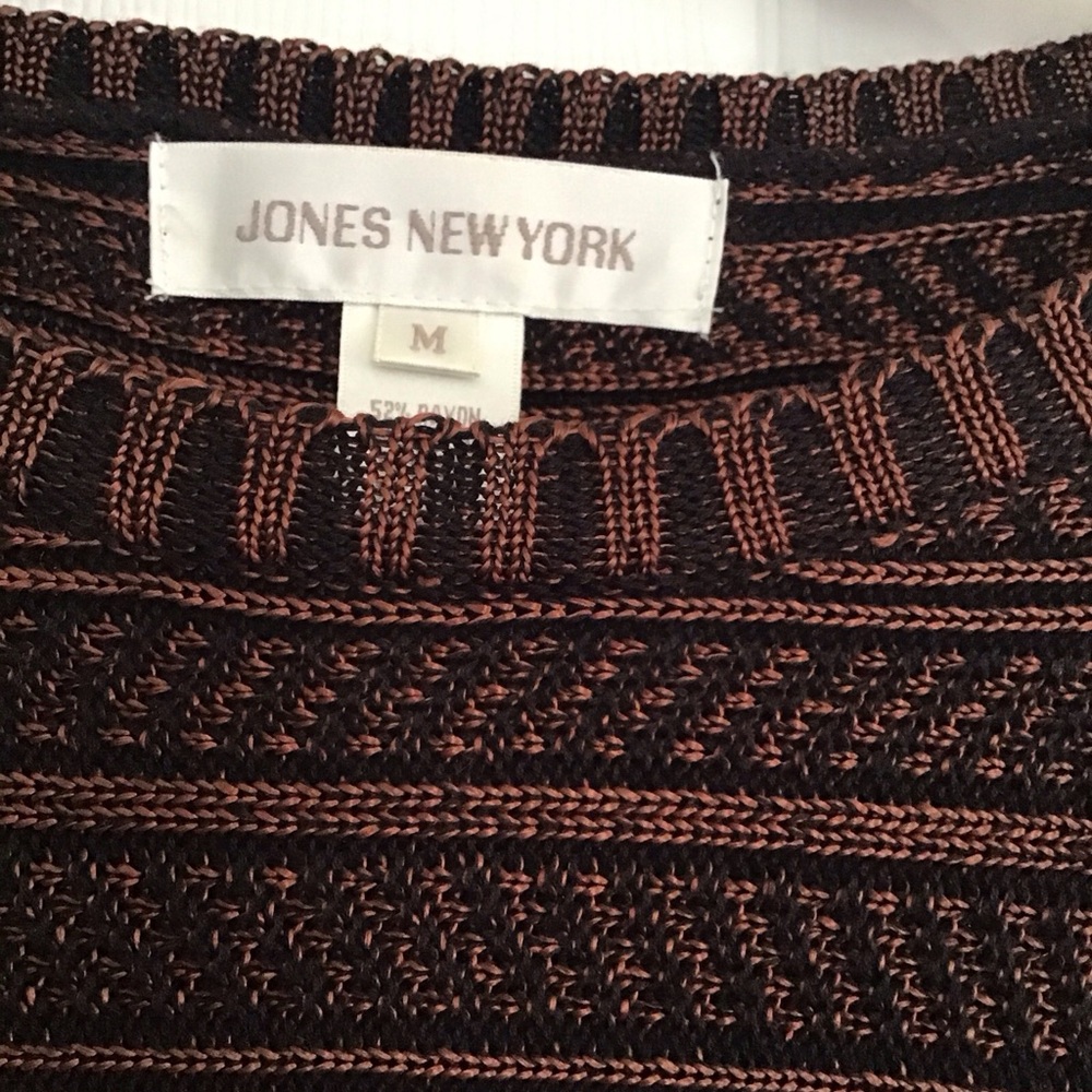 Jones New York Sweater M Short Sleeve Brown With Shoulder Pads - Picture 2 of 9